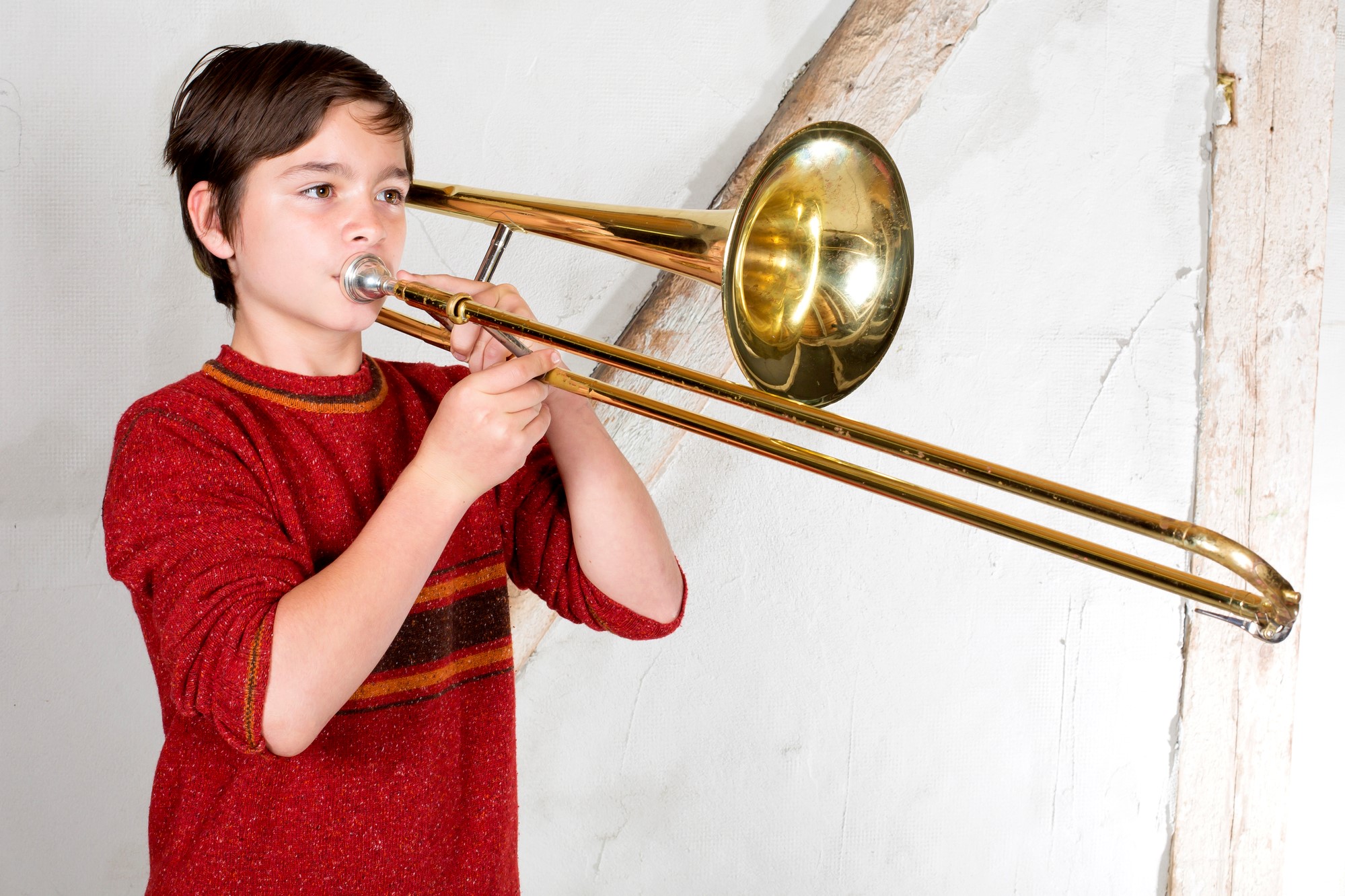 Kids playing the trombone in Manhattan. Fun